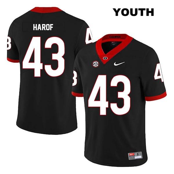 Georgia Bulldogs Youth Chase Harof #43 NCAA Legend Authentic Black Nike Stitched College Football Jersey JHW3356IF